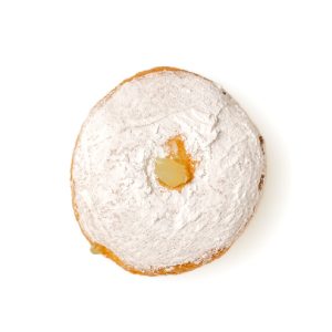 Powdered Sugar Lemon Filled Bismarck Donut